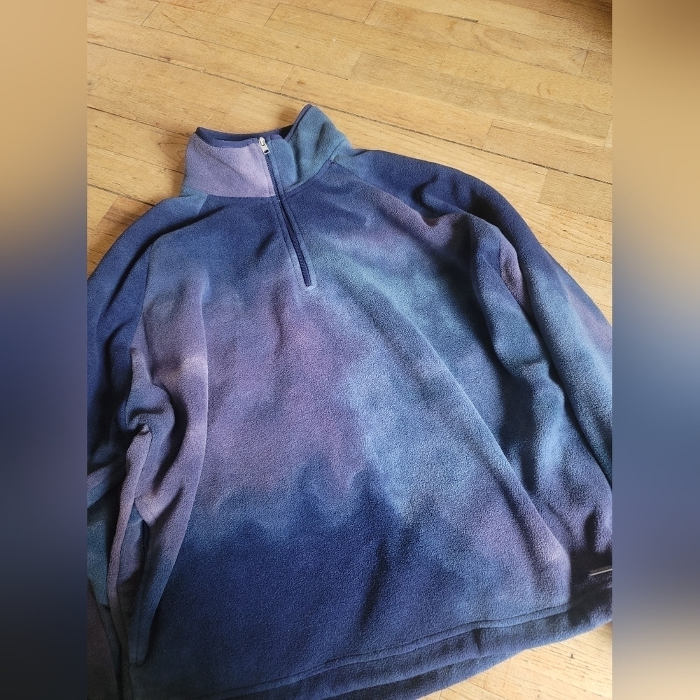 Hollister Space Galaxy Fleece Quarter Zip Pullover with cinchable Waist - Picture 2 of 7